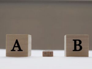 製ブロックで表すAかBかの塗料選択